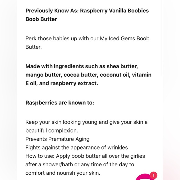 NEW, AMINNAH My Iced Gems Raspberry Vanilla Whipped Boob Butter Lotion, 8 oz - Picture 5 of 6